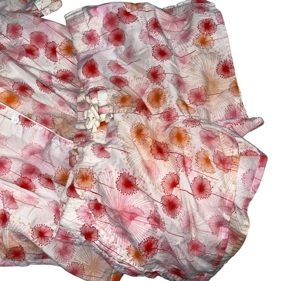 three j nyc pink orange dandelion floral print shorts pajamas L Summer t… - Picture 5 of 6
